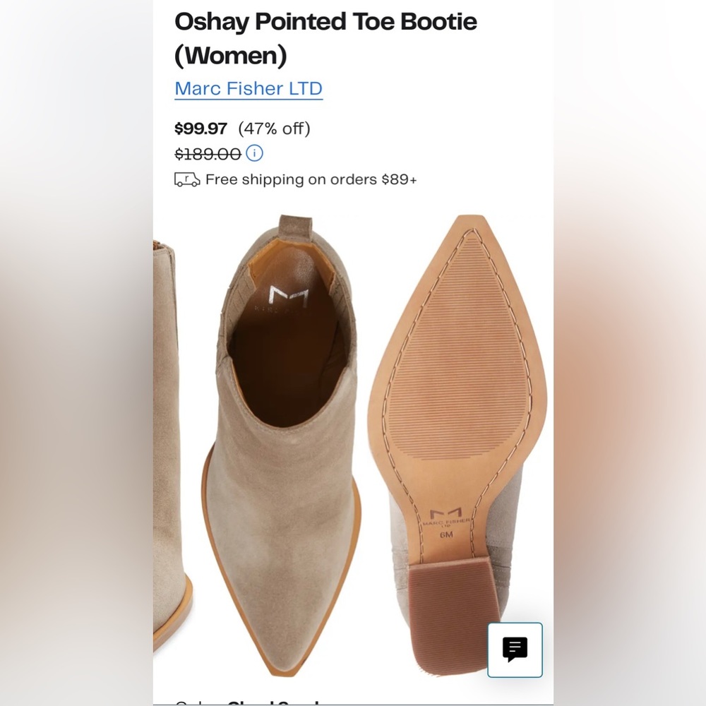 Marc Fisher Oshay Pointed Toe Booties. Size 10 Wo… - image 5
